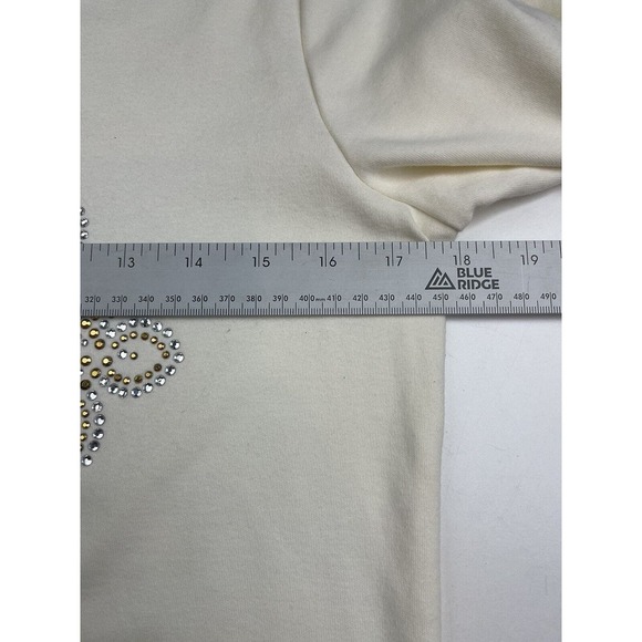 Quaker Factory 3/4 Sleeve Cream Embellished Pullover Top Cotton - Picture 3 of 8